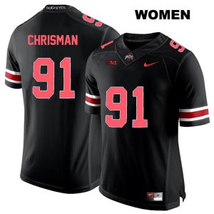 Women's NCAA Ohio State Buckeyes Drue Chrisman #91 College Stitched Authentic Nike Red Number Black Football Jersey HZ20M48XS